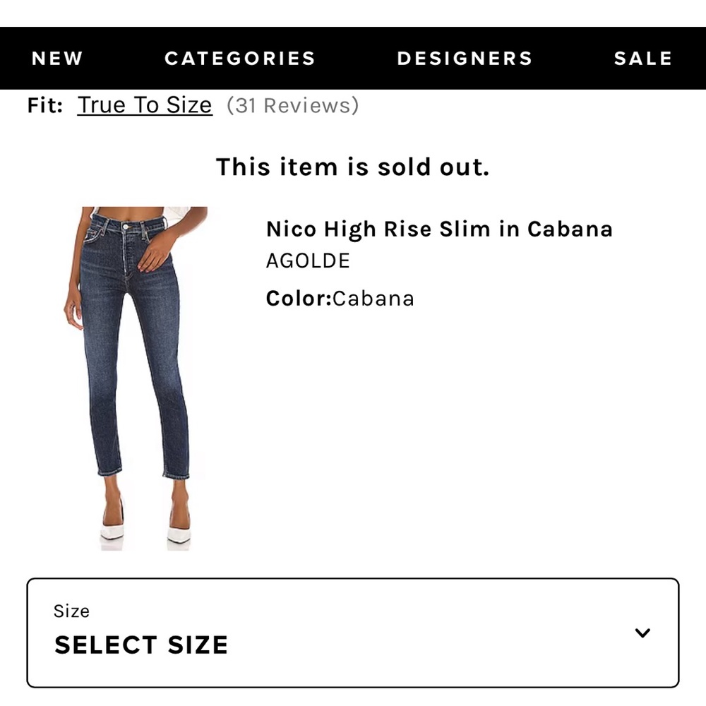 Agolde Nico High Rise Slim in Cabana